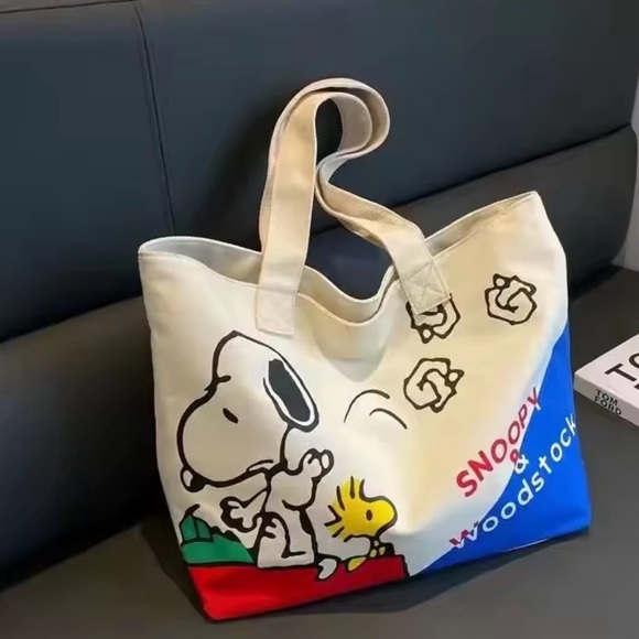 New Snoopy & Woodstock Canvas Tote Bag - Multicolor - Picture 7 of 8